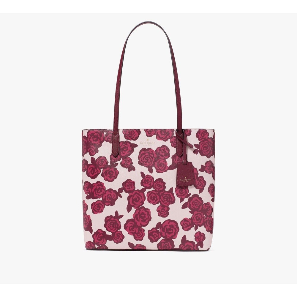 Kate Spade Brynn Rose Florets Tote Bag Bow Dangle NWT $359 Floral Pink Multi Red